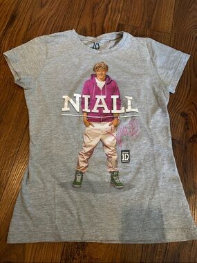1D Niall Graphic Tee - Heather Gray with Pink and Green Details